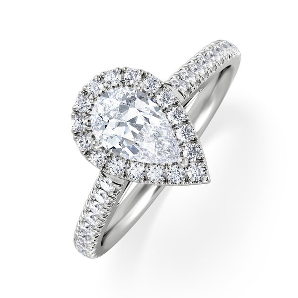 Diana GIA Diamond Pear Halo Engagement Ring 18KW Gold 1.35ct G/SI2